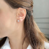 Marquise Moissanite Flower Stud Earrings in 10K White Gold