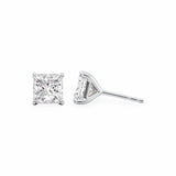 2cttw Princess Moissanite Stud Earrings in 10K White Gold