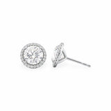 Round Moissanite Halo Stud Earrings