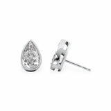Pear Moissanite Bezel Stud Earrings