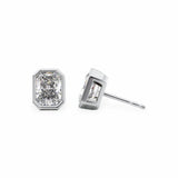 Radiant Lab Diamond Bezel Stud Earrings