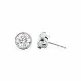 Round Moissanite Bezel Stud Earrings