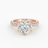 Cathedral French Pave Round Ring