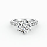 Cathedral French Pave Round Ring