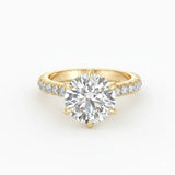 Cathedral French Pave Round Ring