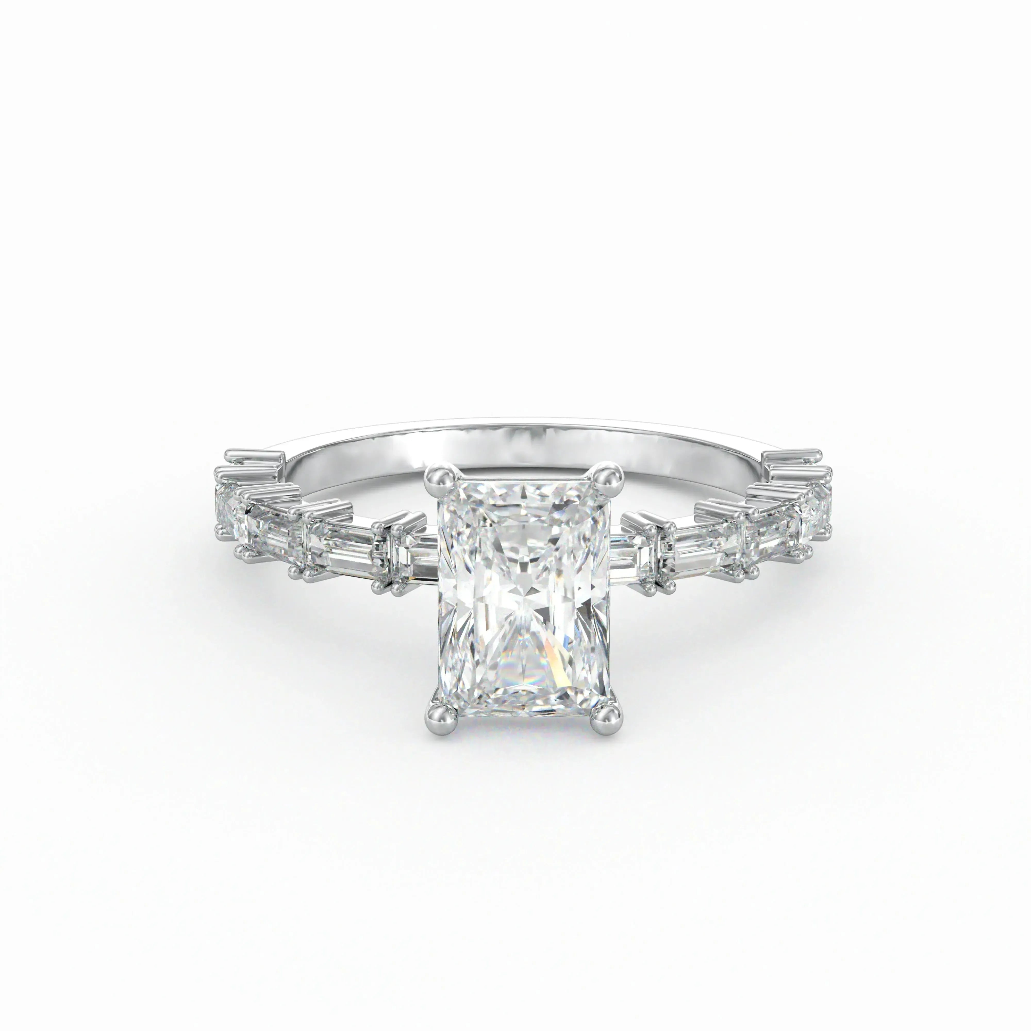 Radiant Engagement Ring with Baguette Accents