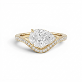 Pavé Curved Ring - Pear