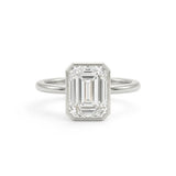 Emerald Cut Diamond Bezel Solitaire Engagement Ring