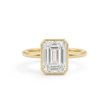 Emerald Cut Diamond Bezel Solitaire Engagement Ring