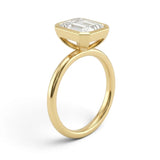 Emerald Cut Diamond Bezel Solitaire Engagement Ring