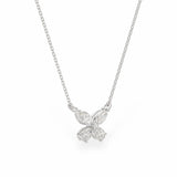 Marquise and Pear Moissanite Butterfly Pendant in 14K White Gold