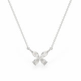 Marquise and Pear Moissanite Butterfly Pendant in 14K White Gold