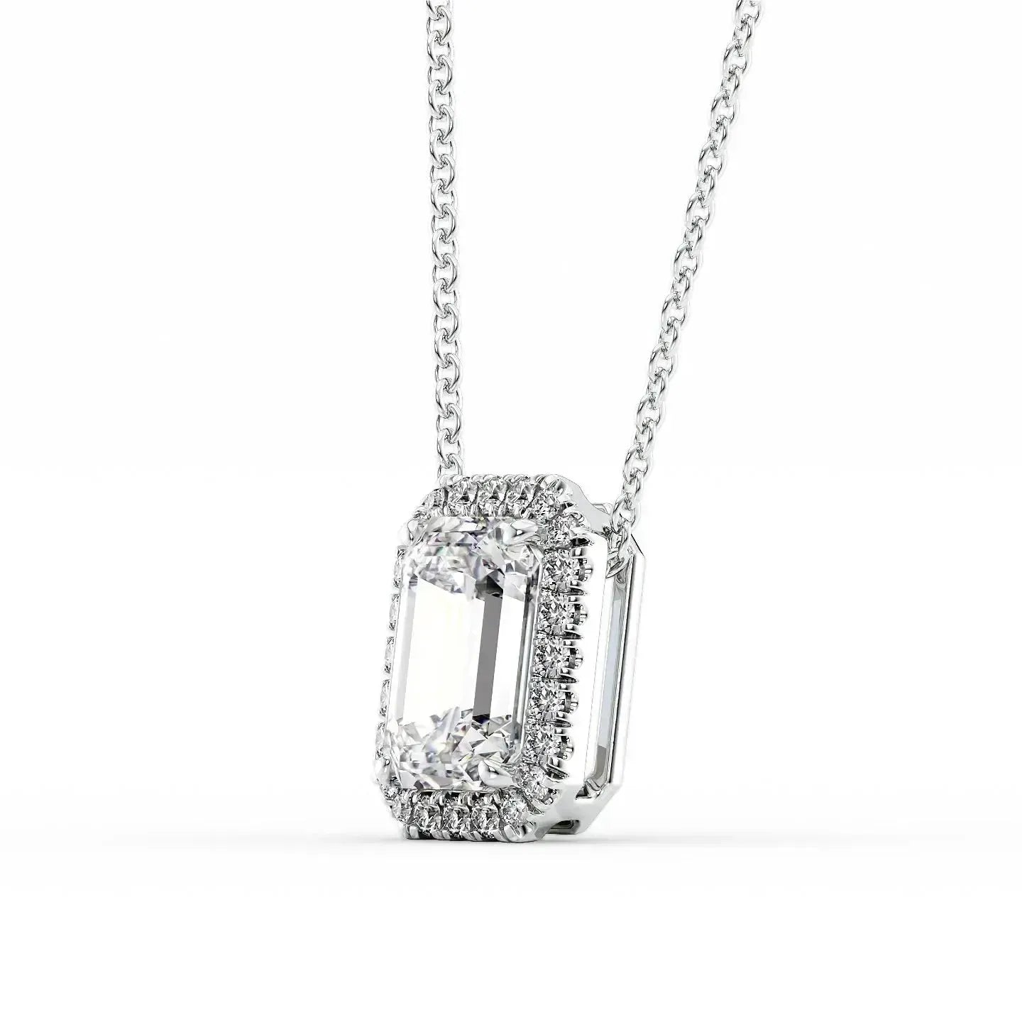 The Emerald-Cut Diamond Halo Pendant