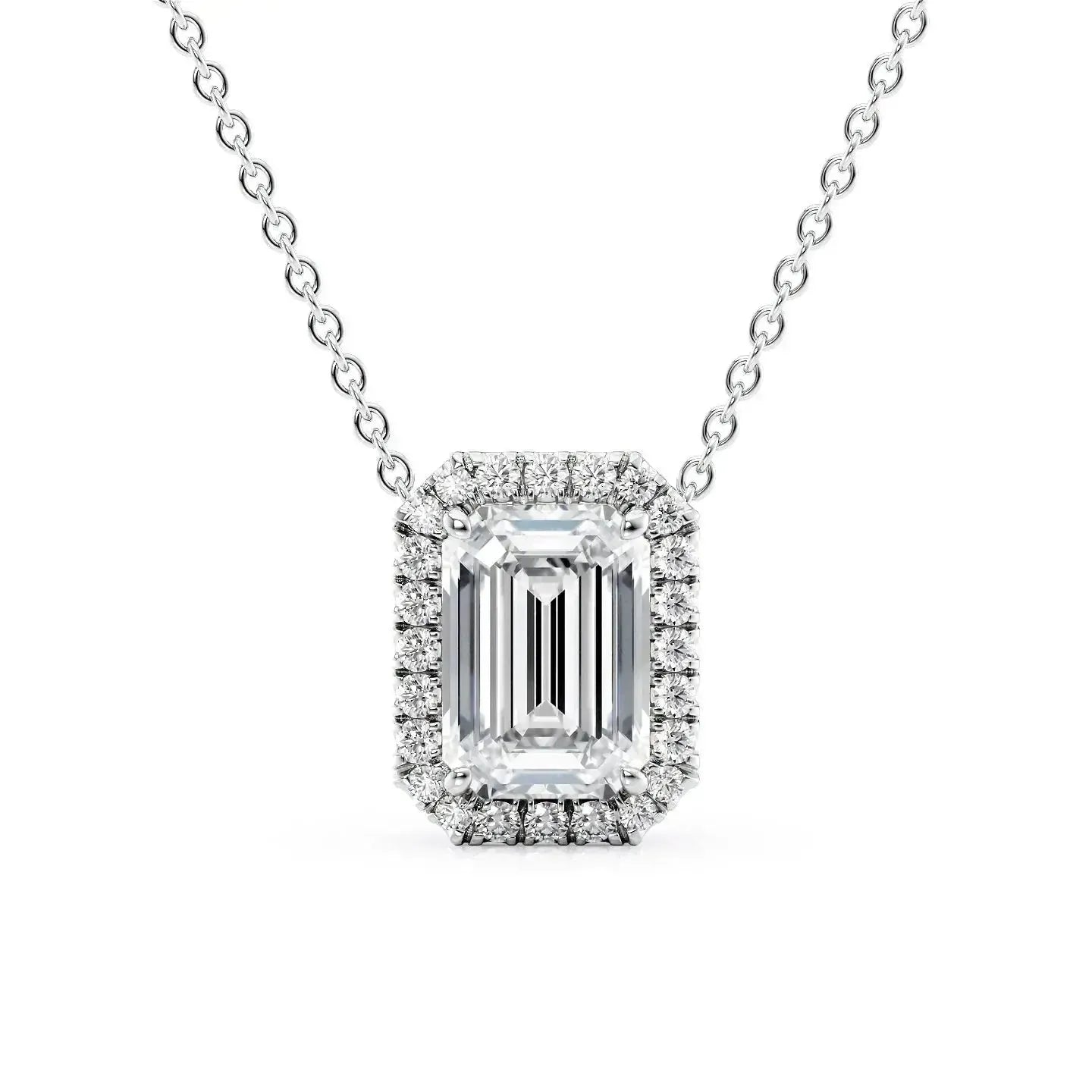The Emerald-Cut Diamond Halo Pendant