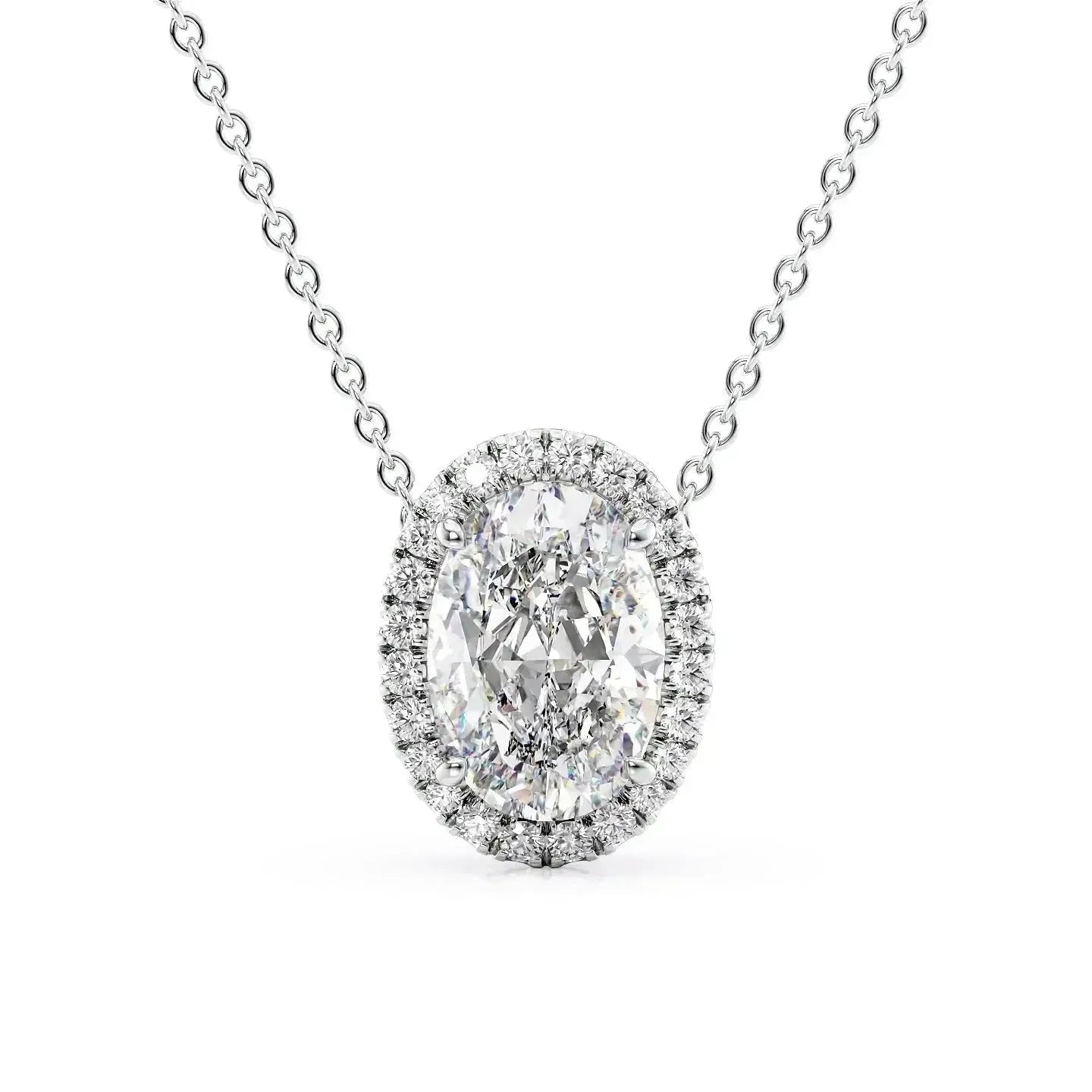 The Oval-Cut Diamond Halo Pendant