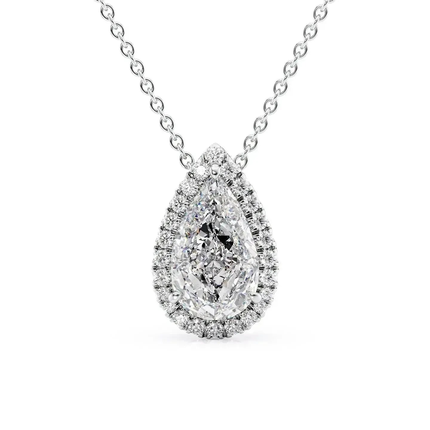 The Pear-Cut Diamond Halo Pendant