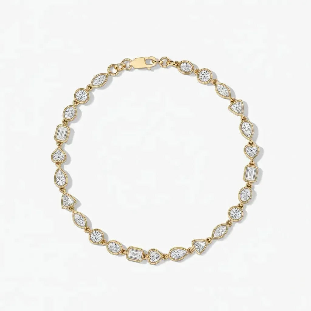 Multi-Shape Lab Diamond Bezel Set Tennis Bracelet