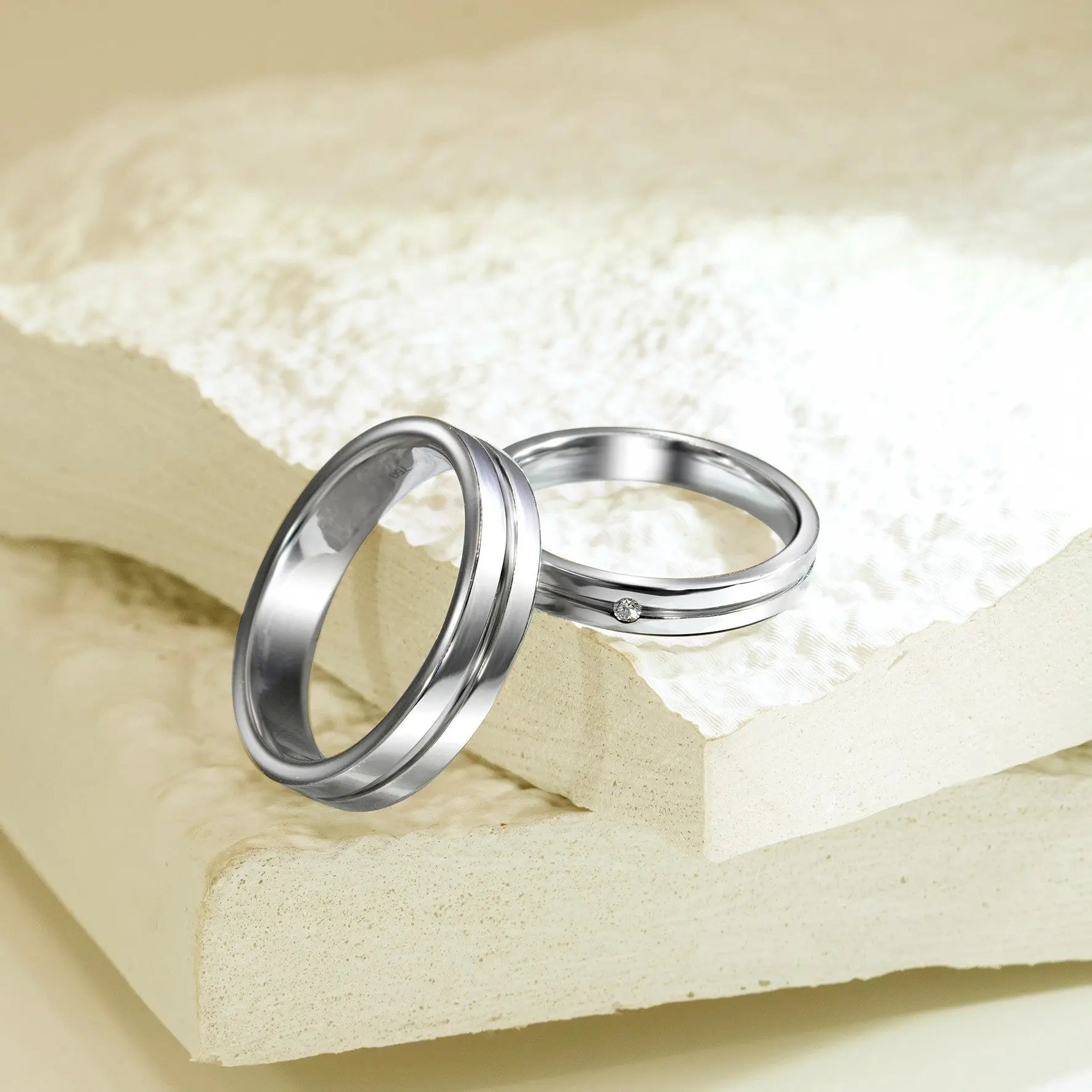 The Center Groove Polished Band Men's Wedding Bands